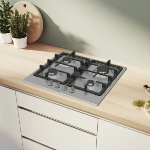 Bosch PGP6B5K90 Inox Piano Cottura Gas 60cm Comandi Frontali Sicurezza Fuochi Griglie Ghisa Serie4