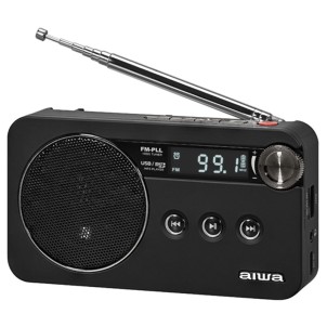 Aiwa RS-77PLL Black Radio FM RDS USB MicroSD Portatile Ricaricabile Display Altoparlante Auricolari