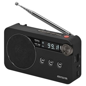 Aiwa RS-77PLL Black Radio FM RDS USB MicroSD Portatile Ricaricabile Display Altoparlante Auricolari