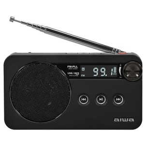 Aiwa RS-77PLL Black Radio FM RDS USB MicroSD Portatile Ricaricabile Display Altoparlante Auricolari