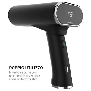 SteamOne James 2 Black Steamer Portatile Pieghevole 2000W Vapore 35g/min 80-150ml