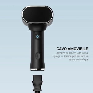 SteamOne James 2 Black Steamer Portatile Pieghevole 2000W Vapore 35g/min 80-150ml