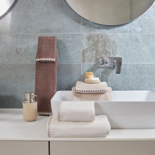 Maison Sucrée Asciugamani Viso e Ospite Brera var.02 Burro Spugna 100% Cotone