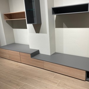 Favero Basi Componibili Cassettoni Ribalta Rovere Miele Pensili Sospesi Rovere Miele Grigio Titanio