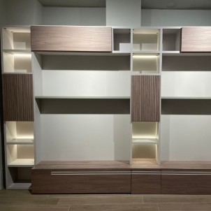 Favero Libreria Cashmere Contenitori Ribalta Noce Malizia Mensole Verde Kaki 2x Ante Kerala L390 x A254