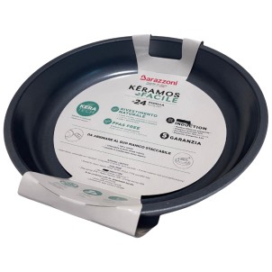 Barazzoni Keramos Facile Padella 1,8L 24cm Ceramica Alluminio Manico Staccabile Optional Funziona su Gas Elettrico Induzione
