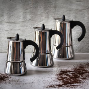 Barazzoni Caffettiera Inox 6 Tazze 3 con Riduttore Diametro 11,3cm per Piani Induzione Gas Elettrico