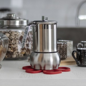 Barazzoni CaffeTummy Inox 4 Tazze 2 con Riduttore Diametro 10,4cm per Piani Induzione Gas Elettrico