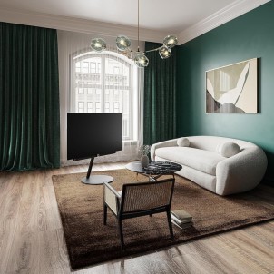 Loewe Floor Stand Flex 43-77 Basalt Grey Supporto da Pavimento con Mensola Rotazione Manuale