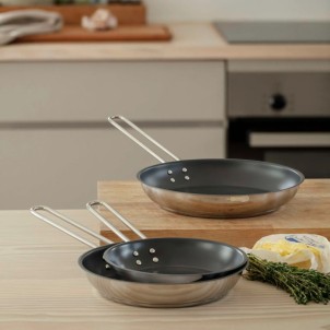 Eva Solo Padella 20cm Laser Titanium Inox Riciclato 90% Slip-Let Antiaderente x Gas Elettrico Induzione Forno