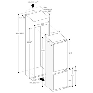 Gaggenau RB289300 Frigorifero Incasso Combinato NoFrost Cerniera Piatta SoftClosing 177x56 Vario200