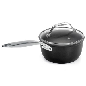 Barazzoni Black Titan Pro Casseruola 16cm 1,4L Alluminio Rivestitimento Antiaderente 5 Strati Coperchio Gas Elettrico Induzione