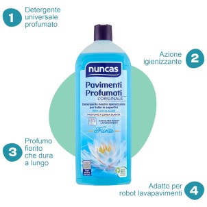 Nuncas Pavimenti Profumati Fiorito 1L Detergente Neutro Azione Igienizzante