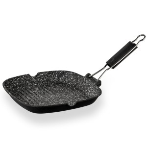 Barazzoni Bistecchiera 26x26cm Alluminio Rivestitimento Antiaderente Resistente Marmotech Gas Elettrico