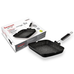 Barazzoni Bistecchiera 26x26cm Alluminio Rivestitimento Antiaderente Resistente Marmotech Gas Elettrico