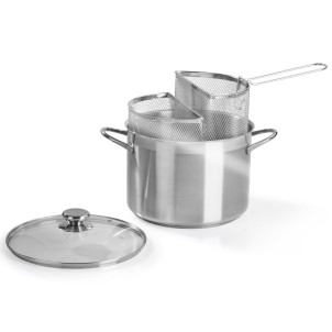Barazzoni Spaghettiere Doppio Cestello 24cm 7,25L Inox Coperchio Vetro Sfiato Vapore Gas Elettrico Induzione