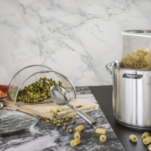 Barazzoni Spaghettiere Doppio Cestello 24cm 7,25L Inox Coperchio Vetro Sfiato Vapore Gas Elettrico Induzione