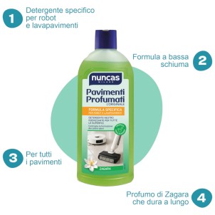 Nuncas Pavimenti Profumati Robot Detergente Zagara 500ml pH Neutro Specifico per Robot e Lavapavimenti