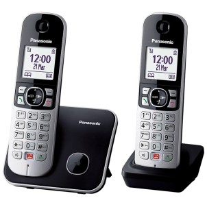 Panasonic KX-TG6852JTB Twin Black Coppia Telefoni Cordless DECT-GAP VivaVoce Display1.8" Rubrica 200 Numeri