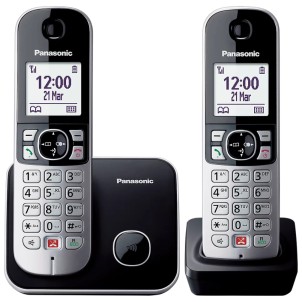 Panasonic KX-TG6852JTB Twin Black Coppia Telefoni Cordless DECT-GAP VivaVoce Display1.8" Rubrica 200 Numeri