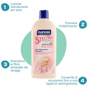 Nuncas Sfeltro 500ml Lozione a Mano Anti-Infeltrimento Ristrutturante per Lana e Cachemire