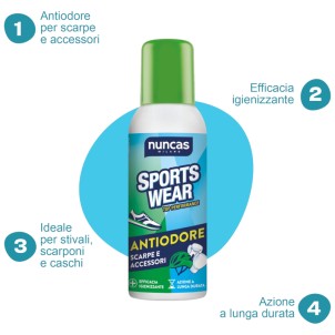 Nuncas Sportswear Antiodore Scarpe e Accessori 150ml Deodorante Igienizzante