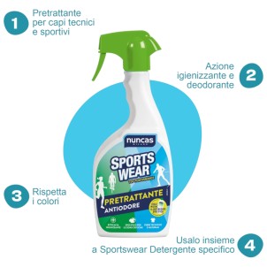 Nuncas Sportswear Pretrattante Antiodore Spray 500ml Capi a Contatto con la Pelle