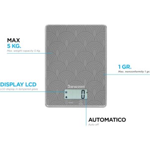 Barazzoni Bilancia da Cucina Silver Digitale Rettangolare 23x17cm Portata max 5kg Frazione 1g