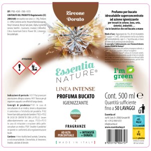 Essentia Profumatore Intense Zircone Dorato per Bucato ad Azione Igienizzante 500ml Flacone