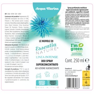 Essentia Le Nuvole Intense Acqua Marina 250ml Spray Igienizza Profuma Deterge Ambienti Superfici Tessuti