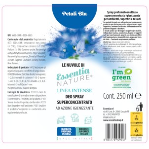 Essentia Le Nuvole Intense Petali Blu 250ml Spray Igienizza Profuma Deterge Ambienti Superfici Tessuti