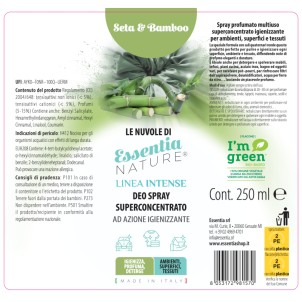 Essentia Le Nuvole Intense Seta e Bamboo 250ml Spray Igienizza Profuma Deterge Ambienti Superfici Tessuti