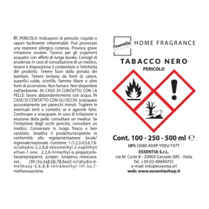 Essentia Nature Home Fragrance Luxury Tabacco Nero 250ml Diffusore Naturale di Profumi per Ambiente con Midollini