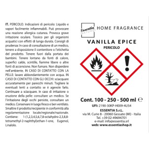 Essentia Nature Home Fragrance Luxury Vanille Epice 250ml Diffusore Naturale di Profumi per Ambiente con Midollini