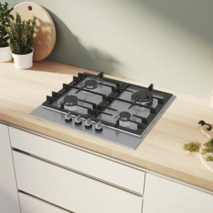 Bosch PCH6A5I90 Inox Piano Cottura Gas 60cm FlameSelect Bruciatore turboWok Manopole Magnetiche Serie6