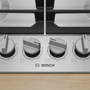 Bosch PCH6A5I90 Inox Piano Cottura Gas 60cm FlameSelect Bruciatore turboWok Manopole Magnetiche Serie6
