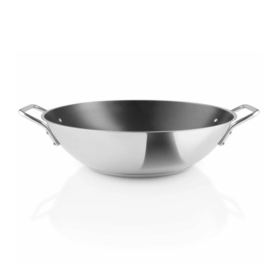 Eva Solo Wok 32cm Stainless Steel Inox Antiaderente Slip-Let Ceramica x Gas Elettrico Induzione Forno