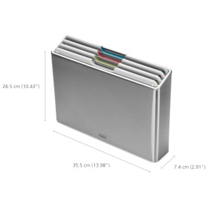 Joseph Joseph Folio Steel 4pz Light Stone Set di 4 Taglieri con Custodia in Acciaio