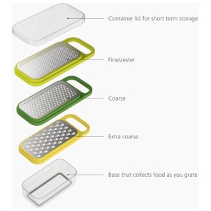 Joseph Joseph Multi-Grate & Store 3-in-1 Grate Set Grattugia 3in1 con Contenitore