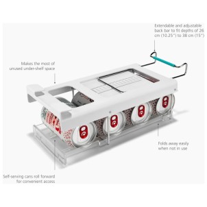 Joseph Joseph FridgeStore Can Dispenser Porta Lattine Pieghevole Sotto Ripiano Frigorifero