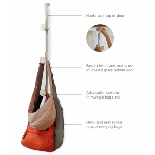 Joseph Joseph Orderly Ecru Portaborse da Porta con 3 Ganci Regolabili in Altezza