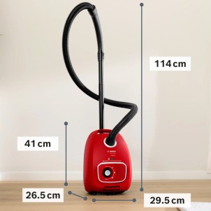 Bosch BGB41PET1 Rosso Aspirapolvere Traino con Sacco ProAnimal Filtro Hepa Power Control