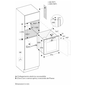 Gaggenau GO251100 Onyx Cerniera SX Forno Incasso Multifunzione 30°C-300°C Grill Invisibile Pirolitico Termosonda Minimalistic