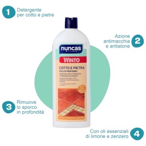 Nuncas Winto Cotto e Pietra 1L Detergente Delicato Specifico per Cotto Ardesia Pietre Naturali Porose