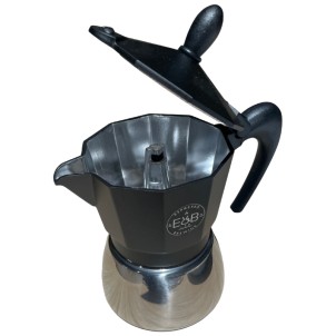 E&B Lab Moka Induction 3T Nuova Versione Moka 3 Tazze per Piani a Induzione e Gas Competition Moka Filter 
