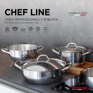Barazzoni Chef Line Casseruola 20cm 3,1L Acciao Inox 18/10 Fondo Triplen Plus per Gas Elettrico Induzione