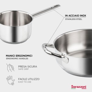 Barazzoni Chef Line Pentola 20cm 4,6L Acciao Inox 18/10 Fondo Triplen Plus per Gas Elettrico Induzione