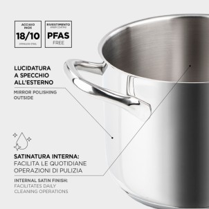 Barazzoni Chef Line Tegame 24cm 3L Acciao Inox 18/10 Fondo Triplen Plus per Gas Elettrico Induzione