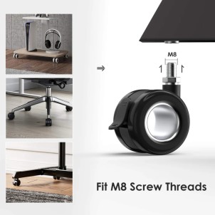 Fitueyes Ruote Black 4 pezzi Freno Posizione Girevole 360° 