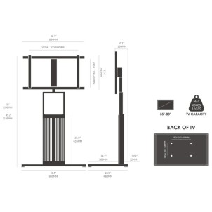 Fitueyes Zen FT88 Black Supporto da Terra per TV 55"-88" Max 60Kg Vesa 200x100-600x400